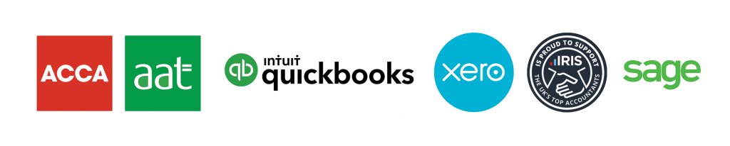 accountancy software logos including quickbooks, xero and sage