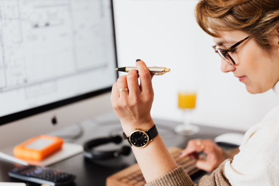 woman using computer